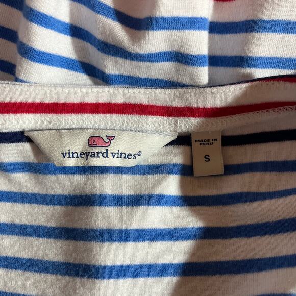 Vineyard Vines Top Womens S Multicolor Striped Boat Neck 3/4 Striped Pima Cotton - Picture 6 of 9